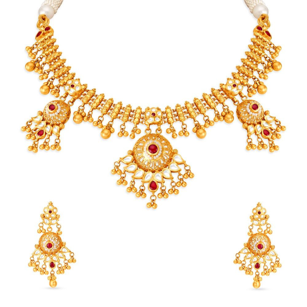Dazzling Gold and Kundan Necklace Set
